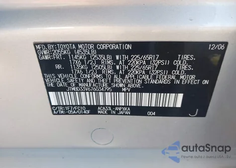 2007 Toyota Rav4 из США, поврежденный, VIN JTMBD33V676034795